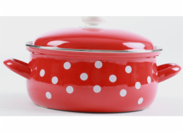 Rendlík smalt 16 cm/1,4 l s poklicí červený dekor bílý pun