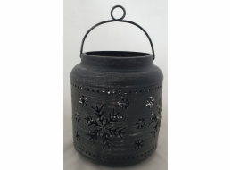 Lucerna&nbsp;kovová&nbsp;se&nbsp;sněhovými&nbsp;vločkami&nbsp;antracitová