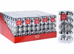 Ozdoba vánoční koule 20 ks/4 cm stříbrná