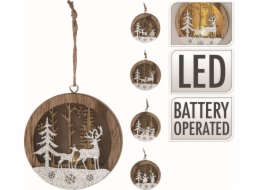 Ozdoba vánoční svítící LED mix druhů dřevo