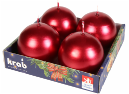 Svíčka adventní koule 60 mm-metalická bordo 4 ks