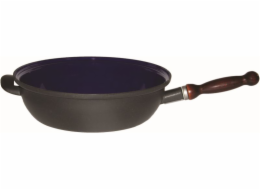 Pánev smalt 28 cm těžká s odnímatelným dřevěným držadl