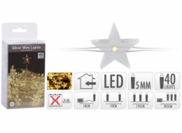 Světla vánoční 40 LED žárovek hvězdy teplá bílá