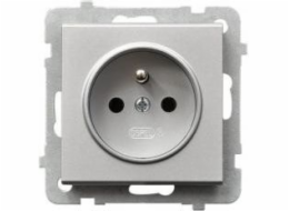 Ospel Single Socket Sonata Silver Mat Z/U 16A IP20 s PRZES (GP-1RZP/M/38)