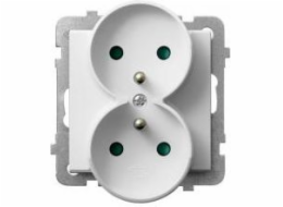Ospel Double Sonata Z/U 16A IP20 Socket s bílými przysoly (GP-2RRZP/M/00)