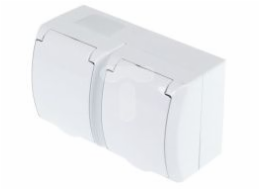 Ospel Hermetic Wave Double Nest with/U Schuko IP44 White Flap (GNH-2HSW)