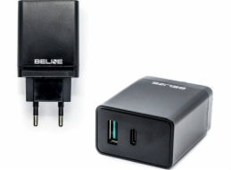 Beline Charger síť. Beline 1XUSB a 1XUSB-C 5A 18W BLACK/BLACK (pouze hlava)