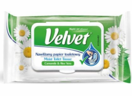 Sametový celulóza toaletní papír Velvet Rum aloe, zvlhčený, 42 listů, bílé