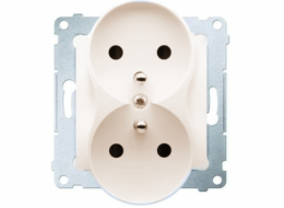 Kontaktní - Simon Simon54 Socket Double Z/U 16A IP20 s krémovým clonou - DGZ2MZ.01/41