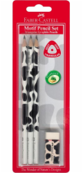 Faber-Castell Trojúhelníkové tužky Motiv krav 3 ks. + Blistr Eraser (118390 FC)