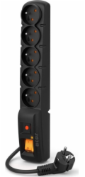 Adidas Přepěťová ochrana Acar F5 prodlužovací kabel 5 zásuvek 1 m černá (W2051)
