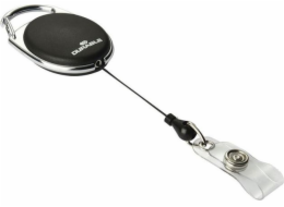 Sponky DURABLE Stylový přívěsek se stahovacím mechanismem, kovová spona, 80 cm provaz, černá, balení 10 ks