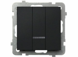 Ospel Trojitý spínač Sonata 10AX IP20 černá metalíza (LP-13RS/m/33)