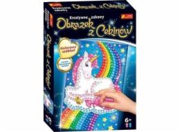 Ranní flitrový obrázek. Jednorožec