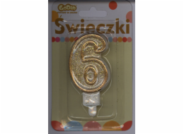 Číslo zlaté kontury svíčky GoDan 6