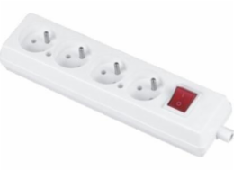 Jonex Přenosná čtyřcestná zásuvka 16A 2P+Z 250V s vypínačem bílá GN-470WS