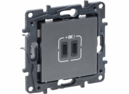 Legrand USB-C nabíječka Legrand Niloe Step 863439 dvojitá 2xUSB typ C 3A ocel