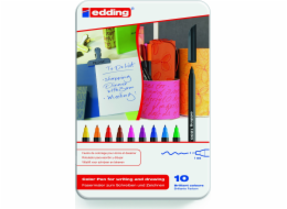 Edding Pen s jemným hrotem e-1200/10 s EDDING, 1 mm, 10 ks, kovová krabička, mix barev