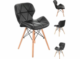Mufart sada 4 černých židlí vyrobených z Ecosór do obývacího pokoje, kanceláře, kanceláře a jídelny Elva