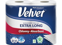 Velvet Celulózové role ručníků VELVET Nejdelší, 2vrstvé, 90 listů, 2 ks., bílé