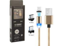 USB USB-A Prolink Cable-USB-C, microUSB, Lightning 1 m Gold (023342)