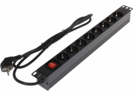 Power Strip 19 1U 8x Schuko Socket se spínačem (L19/8)