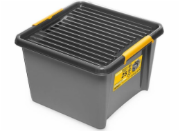 Ortplastová kontejnerová krabice se šedým víkem pro nástroje Část 25 l Solidstore Universal