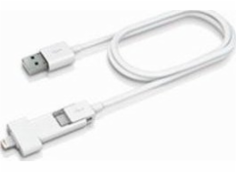 USB USB-A kabel-MicrousB + Lightning 0,8 m bílá (IN-ADP-121)