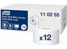 Tork toaletní papír mini jumbo premium White Extra Soft 120m 12 ks.