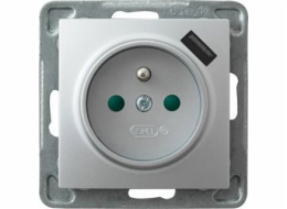 Single Nest Ospel Impresja GP-1YZPUSB/M/18 s uzemněním s výňatky s USB nabíječkou 2.1a stříbro