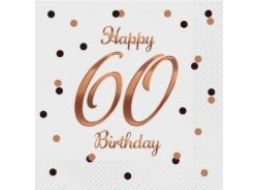 Ubrousky B&C Happy 60 Birthday White 33x33cm 20 ks