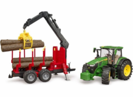 Bruder 3154 traktor John Deere 7R 350 se zadním přívěsem a 4 kládami