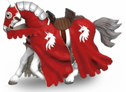 Kůň červeného rytíře s kopí