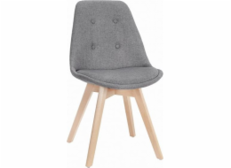 Sada Mufart 4 šedých čalouněných židlí - přírodní nohy tjue