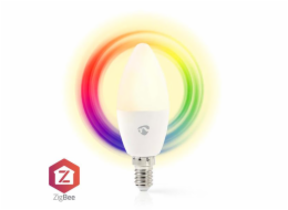 NEDIS chytrá LED žárovka/ Zigbee 3.0/ E14/ 4,9W/ 230V/ 470lm/ teplá až studená bíla/ 2200–6500K/ RGB/ stmívatelná