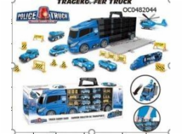 Launcher Transporter Truck Truck Truck v kufru + 7 auta policie