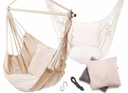 Brazilská houpací židle s kovovou čelenkou polštářů ECRU