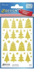 Avery Zweckform Z-DESIGN FÓLIE SAMOLEPKY S PRŮHLEDNÝM POZADÍM - ZLATÉ VÁNOČNÍ STROMKY A HVĚZDY AVERY ZWECKFORM 38 ks.