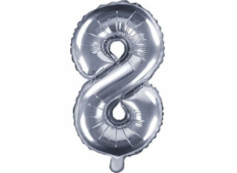 Balloon Patry Deco Fly Balloon Number 8, 35 cm, Universal Silver