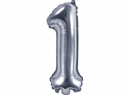 Party Deco Fly Balloon Digit1, 35 cm, univerzální stříbro