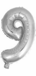 Balónové dekorace číslo 9 Silver 45,5 cm (MZAB0223)