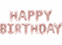 Party Deco fóliový balónek HAPPY BIRTHDAY, růžové zlato, 340x35 cm univerzální