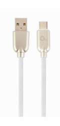 GEMBIRD Kabel USB 2.0 AM na Type-C kabel (AM/CM), 1m, pogumovaný, bílý, blister, PREMIUM QUALITY