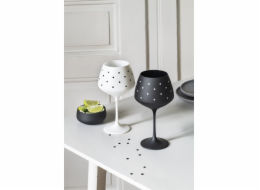 Sklenice na víno 580 ml 2 ks LOVELY DOTS černá + bílá