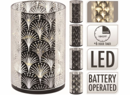 Svícen vánoční 10,5 cm LED svítící stříbrný sklo