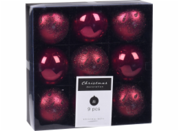 Ozdoba vánoční koule 9 ks/6 cm vínová