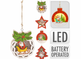 Ozdoba vánoční s LED osvětlením mix druhů dřevo