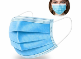 Rouška jednorázová chirurgická 3 vrstvá modrá