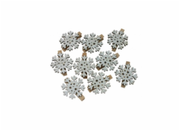 Dekorace vločky na kolíčku 9 ks 4,5 cm