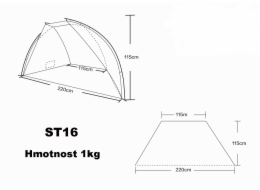 Stan plážový otevřená zástěna 220x115x120 cm